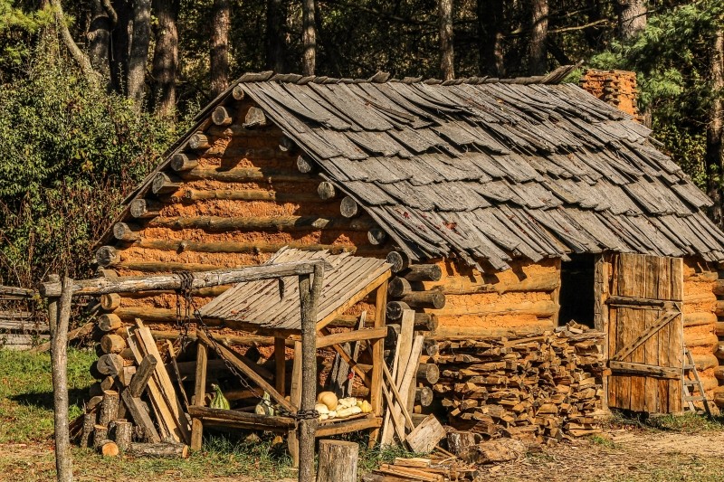hut-cabin-settlers-settlers-cabin-mud-wattle-logs